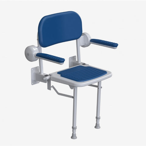 AKW 1000 Series Compact Fold up Shower Seat with Pad - Blue