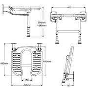 AKW 4000 Series Standard Horseshoe Padded Shower Seat - Grey