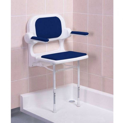 AKW 2000 Series Fold Up Blue Padded Seat with Back and Arms