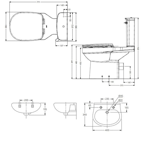 AKW Standard Doc M Pack with Close Coupled Disabled Toilet - Blue