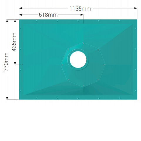 AKW Tuff Form8 Rectangular Wet Room Former with Rotatable Waste Position - 1135x770mm