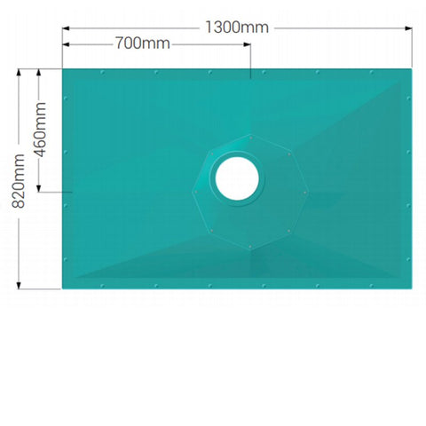 AKW Tuff Form8 Rectangular Wet Room Former with Rotatable Waste Position - 1300x820mm